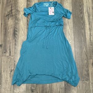 Latched Mama Drawstring Greenish Nursing Dress Sz SX